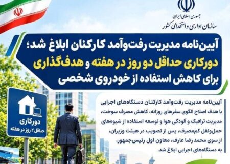دورکاری حداقل دو روز در هفته و هدف‌گذاری برای کاهش استفاده از خودروی شخصی
